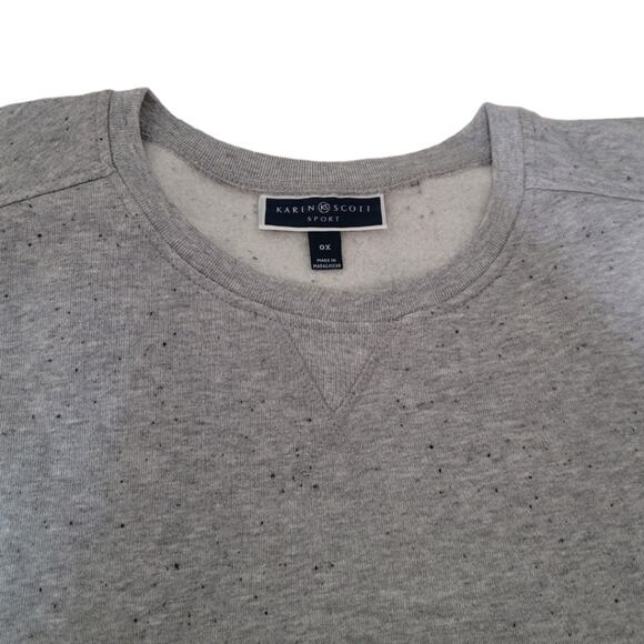 Karen Scott Sport Grey Black Cozy Fleece Crewneck Sweatshirt 0X - Picture 7 of 9